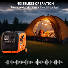 Efurden Super Quiet Generator Inverter Gas Portable 4800W 223CC Outdoor Power