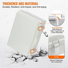 Outdoor Electrical Junction Box, 16.93 x 12.99 x 7.09 in, ABS Plastic Electrical