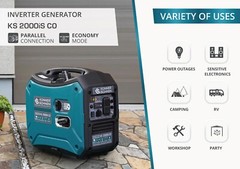 Könner Söhnen 2000W Quiet Portable Gas Inverter Generator + Free Tire Inflator