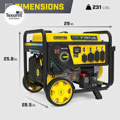 12,500-Watt Electric Start Tri Fuel Home Backup Portable Generator with CO Shiel
