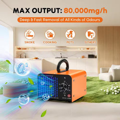 7000 Sq. Ft. 80,000 Mg Ion Generator Ozone Generator in Orange with Timer for Ca
