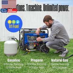 Westinghouse 12500 Peak Watt Tri-Fuel Home Backup Portable Generator Remote